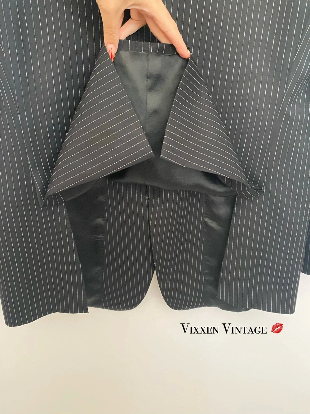 VINTAGE GUCCI ‘PINSTRIPE WOOL MOHAIR SUIT’ IN BLACK